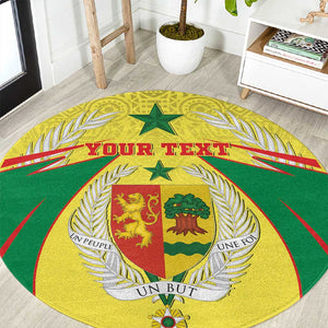 Personalised Afro Senegal Round Carpet Coat Of Arms Mix African Pattern