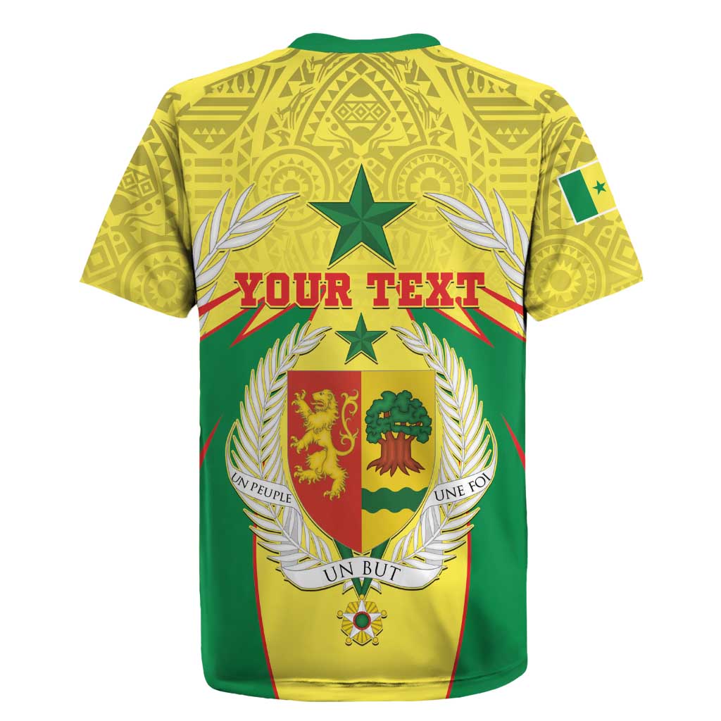 Personalised Afro Senegal Rugby Jersey Coat Of Arms Mix African Pattern