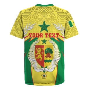 Personalised Afro Senegal Rugby Jersey Coat Of Arms Mix African Pattern