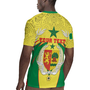 Personalised Afro Senegal Rugby Jersey Coat Of Arms Mix African Pattern