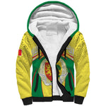 Personalised Afro Senegal Sherpa Hoodie Coat Of Arms Mix African Pattern