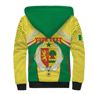 Personalised Afro Senegal Sherpa Hoodie Coat Of Arms Mix African Pattern