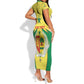 Personalised Afro Senegal Short Sleeve Bodycon Dress Coat Of Arms Mix African Pattern LT15