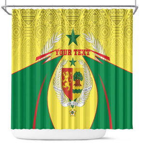 Personalised Afro Senegal Shower Curtain Coat Of Arms Mix African Pattern