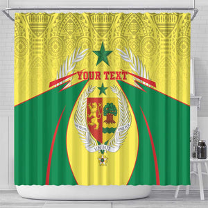 Personalised Afro Senegal Shower Curtain Coat Of Arms Mix African Pattern