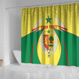 Personalised Afro Senegal Shower Curtain Coat Of Arms Mix African Pattern