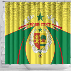 Personalised Afro Senegal Shower Curtain Coat Of Arms Mix African Pattern