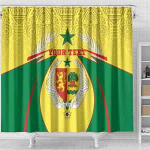 Personalised Afro Senegal Shower Curtain Coat Of Arms Mix African Pattern