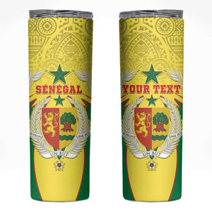 Personalised Afro Senegal Skinny Tumbler Coat Of Arms Mix African Pattern