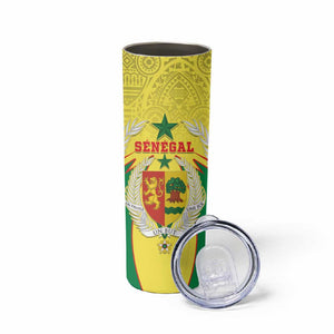 Personalised Afro Senegal Skinny Tumbler Coat Of Arms Mix African Pattern