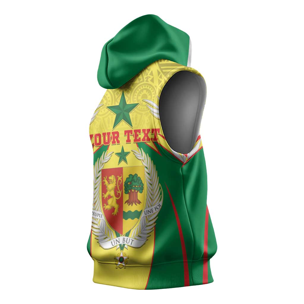 Personalised Afro Senegal Sleeveless Hoodie Coat Of Arms Mix African Pattern - African Pride