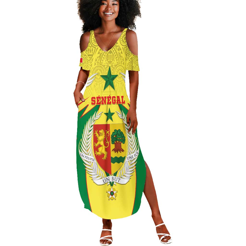 Personalised Afro Senegal Summer Maxi Dress Coat Of Arms Mix African Pattern