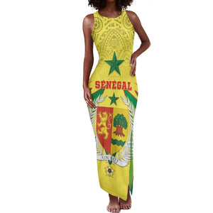 Personalised Afro Senegal Tank Maxi Dress Coat Of Arms Mix African Pattern