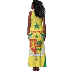 Personalised Afro Senegal Tank Maxi Dress Coat Of Arms Mix African Pattern