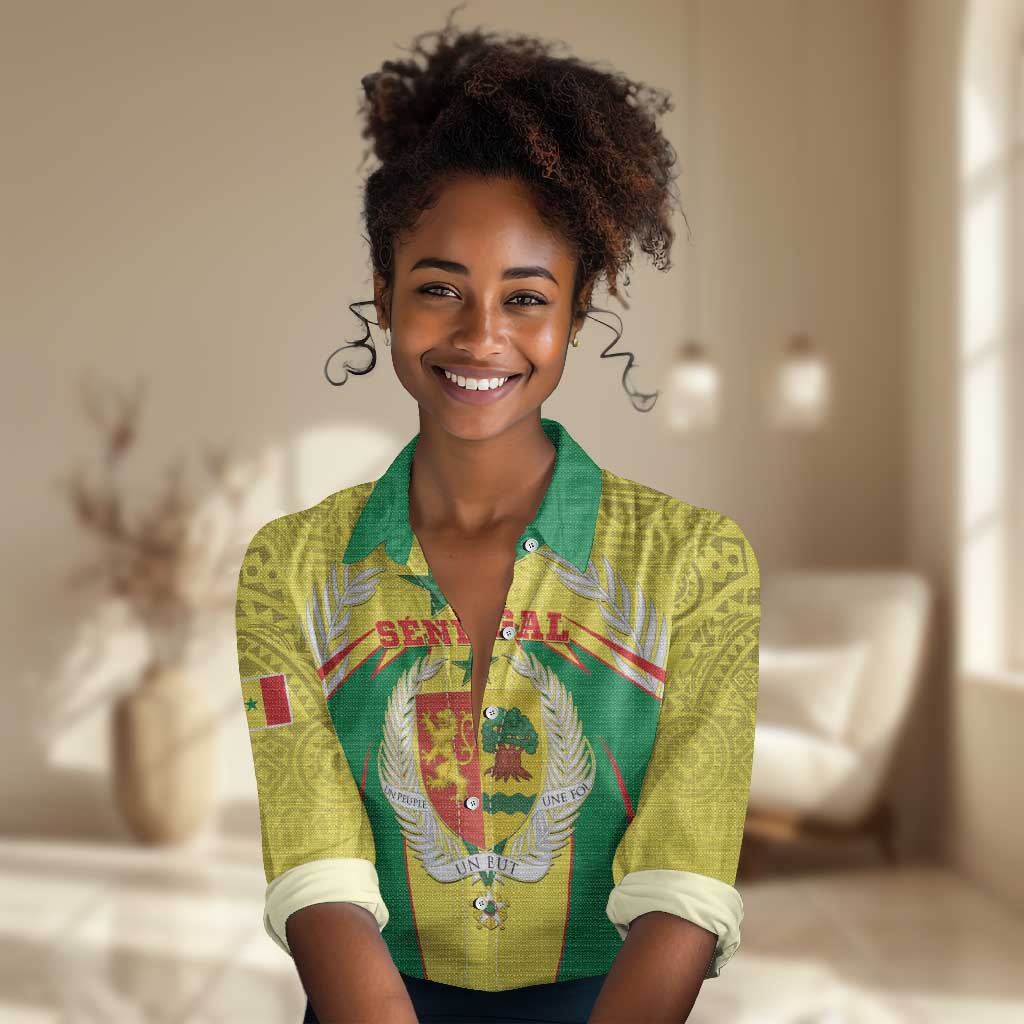 Personalised Afro Senegal Women Casual Shirt Coat Of Arms Mix African Pattern