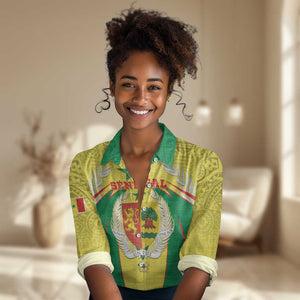 Personalised Afro Senegal Women Casual Shirt Coat Of Arms Mix African Pattern