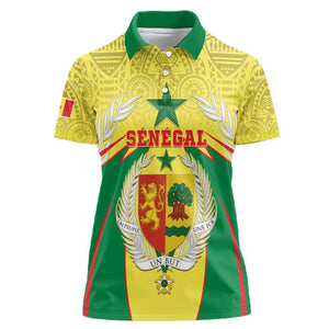 Personalised Afro Senegal Women Polo Shirt Coat Of Arms Mix African Pattern