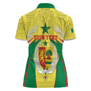 Personalised Afro Senegal Women Polo Shirt Coat Of Arms Mix African Pattern