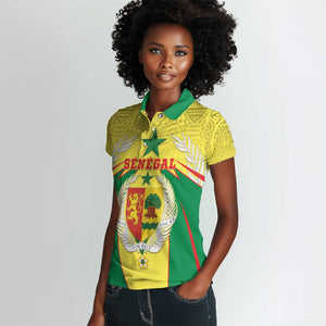 Personalised Afro Senegal Women Polo Shirt Coat Of Arms Mix African Pattern