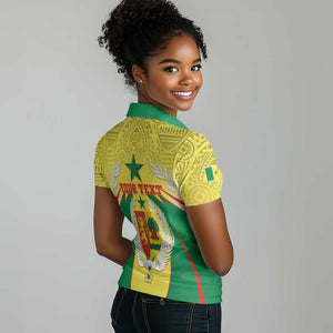 Personalised Afro Senegal Women Polo Shirt Coat Of Arms Mix African Pattern