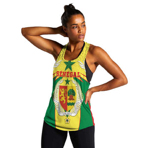 Personalised Afro Senegal Women Racerback Tank Coat Of Arms Mix African Pattern