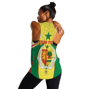 Personalised Afro Senegal Women Racerback Tank Coat Of Arms Mix African Pattern