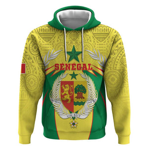 Personalised Afro Senegal Zip Hoodie Coat Of Arms Mix African Pattern