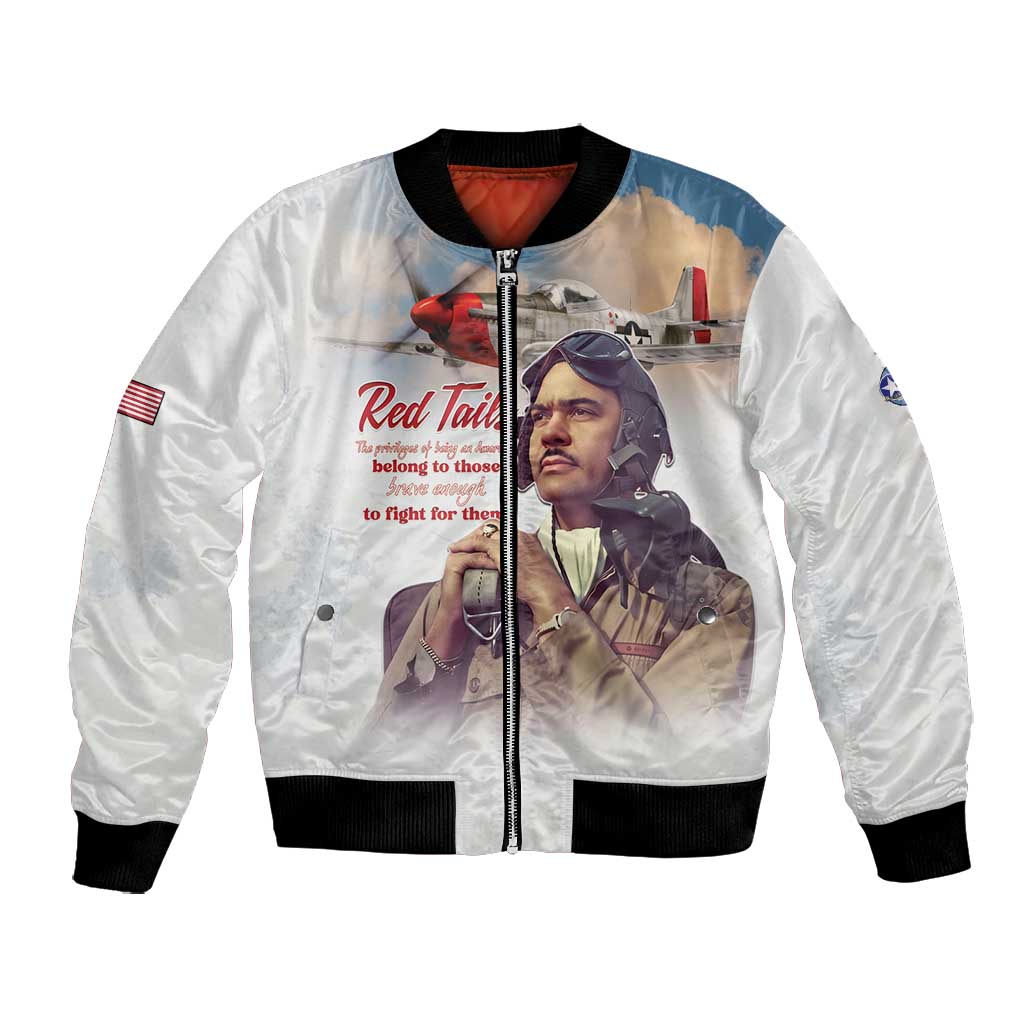 Sky Leaders of WWII Bomber Jacket Red Tails Tuskegee Tribute - African Pride