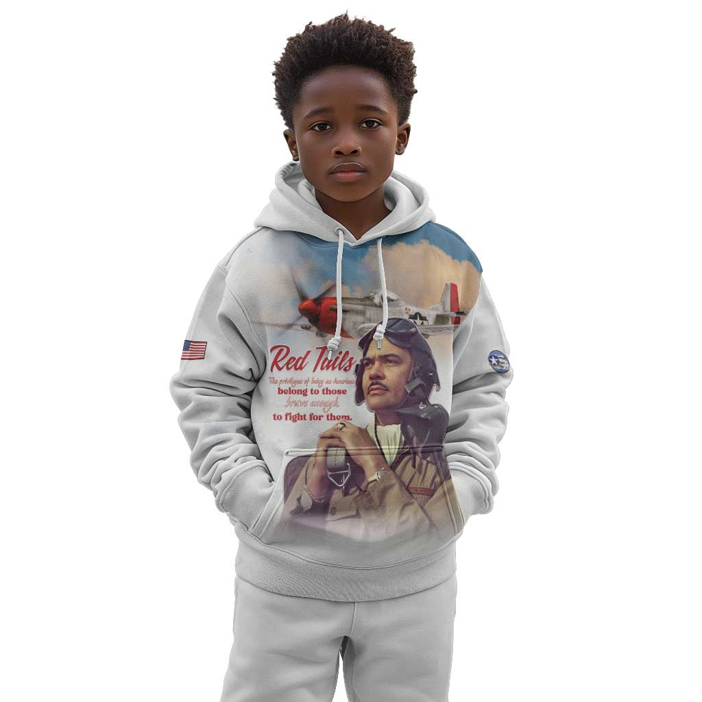 Sky Leaders of WWII Kid Hoodie Red Tails Tuskegee Tribute - African Pride