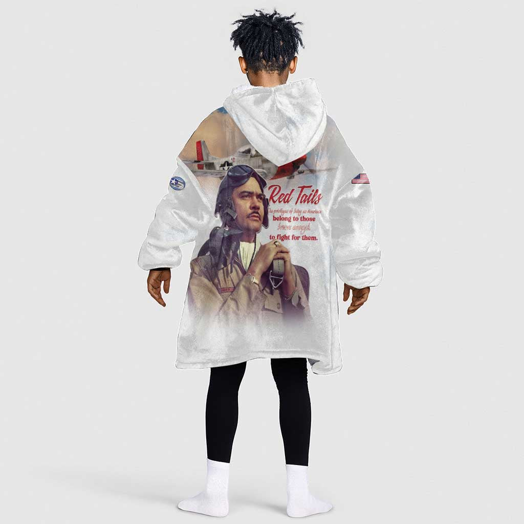 Sky Leaders of WWII Kid Wearable Blanket Hoodie Red Tails Tuskegee Tribute - African Pride