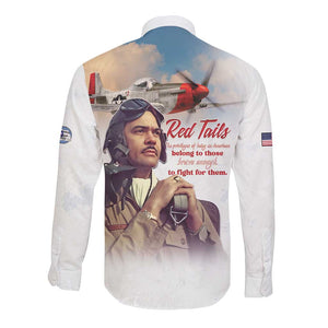Sky Leaders of WWII Long Sleeve Button Shirt Red Tails Tuskegee Tribute - African Pride