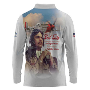Sky Leaders of WWII Long Sleeve Polo Shirt Red Tails Tuskegee Tribute - African Pride