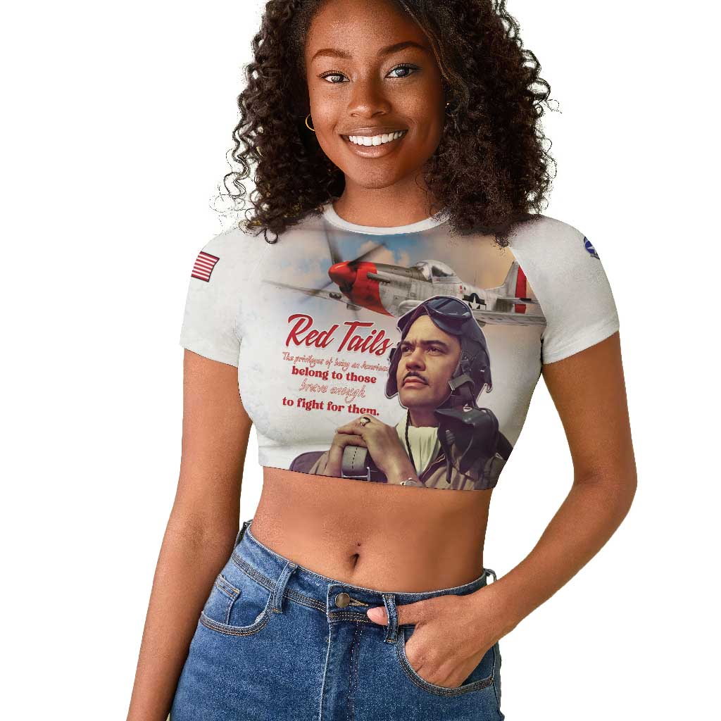 Sky Leaders of WWII Raglan Cropped T shirt Red Tails Tuskegee Tribute LT15