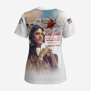 Sky Leaders of WWII Scrub Top Red Tails Tuskegee Tribute - African Pride