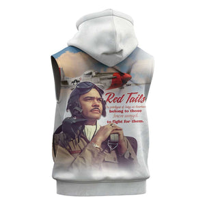 Sky Leaders of WWII Sleeveless Hoodie Red Tails Tuskegee Tribute - African Pride