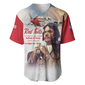 Sky Leaders of WWII Baseball Jersey Red Tails Tuskegee Tribute - Red LT15