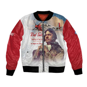 Sky Leaders of WWII Bomber Jacket Red Tails Tuskegee Tribute - Red - African Pride