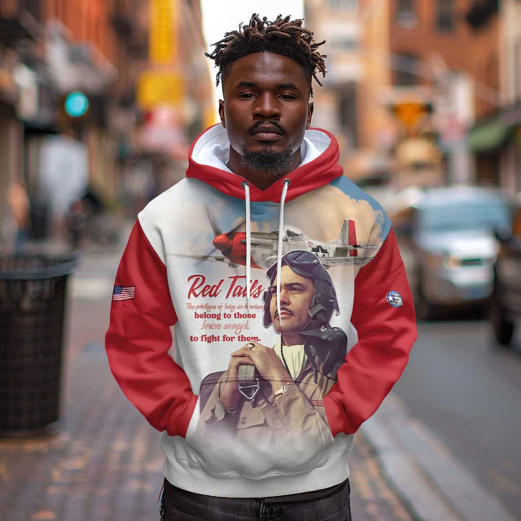 Sky Leaders of WWII Hoodie Red Tails Tuskegee Tribute - Red - African Pride