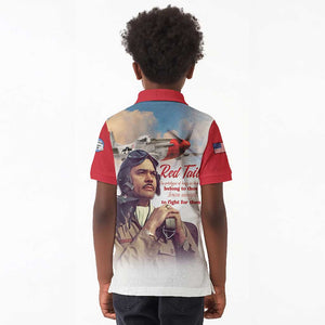 Sky Leaders of WWII Kid Polo Shirt Red Tails Tuskegee Tribute - Red LT15