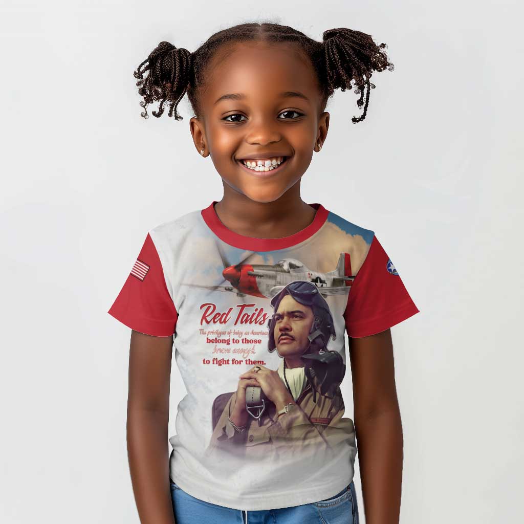 Sky Leaders of WWII Kid T shirt Red Tails Tuskegee Tribute - Red LT15