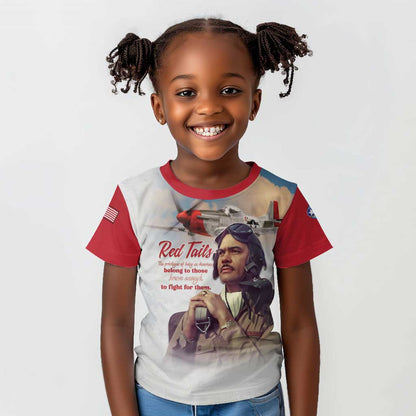 Sky Leaders of WWII Kid T shirt Red Tails Tuskegee Tribute - Red LT15