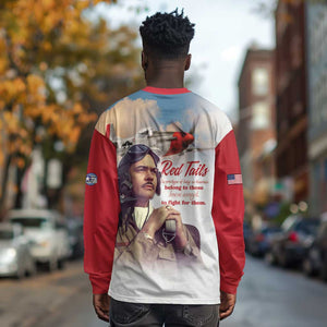Sky Leaders of WWII Long Sleeve Shirt Red Tails Tuskegee Tribute - Red - African Pride