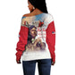 Sky Leaders of WWII Off Shoulder Sweater Red Tails Tuskegee Tribute - Red - African Pride