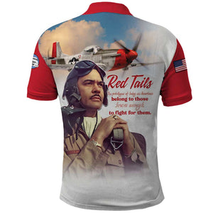 Sky Leaders of WWII Polo Shirt Red Tails Tuskegee Tribute - Red LT15