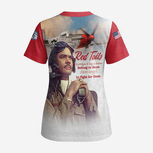 Sky Leaders of WWII Scrub Top Red Tails Tuskegee Tribute - Red - African Pride