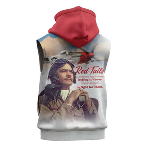 Sky Leaders of WWII Sleeveless Zip Hoodie Red Tails Tuskegee Tribute - Red - African Pride