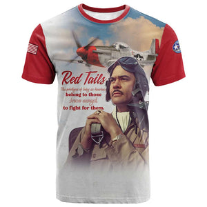 Sky Leaders of WWII T shirt Red Tails Tuskegee Tribute - Red LT15