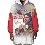 Sky Leaders of WWII Wearable Blanket Hoodie Red Tails Tuskegee Tribute - Red - African Pride