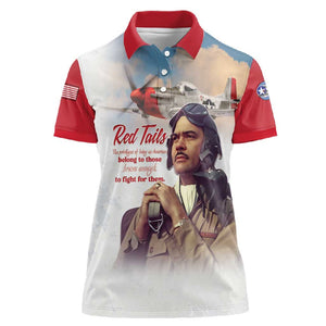 Sky Leaders of WWII Women Polo Shirt Red Tails Tuskegee Tribute - Red LT15