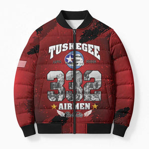 85 Years of Tuskegee Airmen Bomber Puffer Jacket 332nd Fighter Group Red Tails